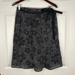 Vintage Harris Wallace New York Floral Midi Skirt with Tie Waist A Line Flowy